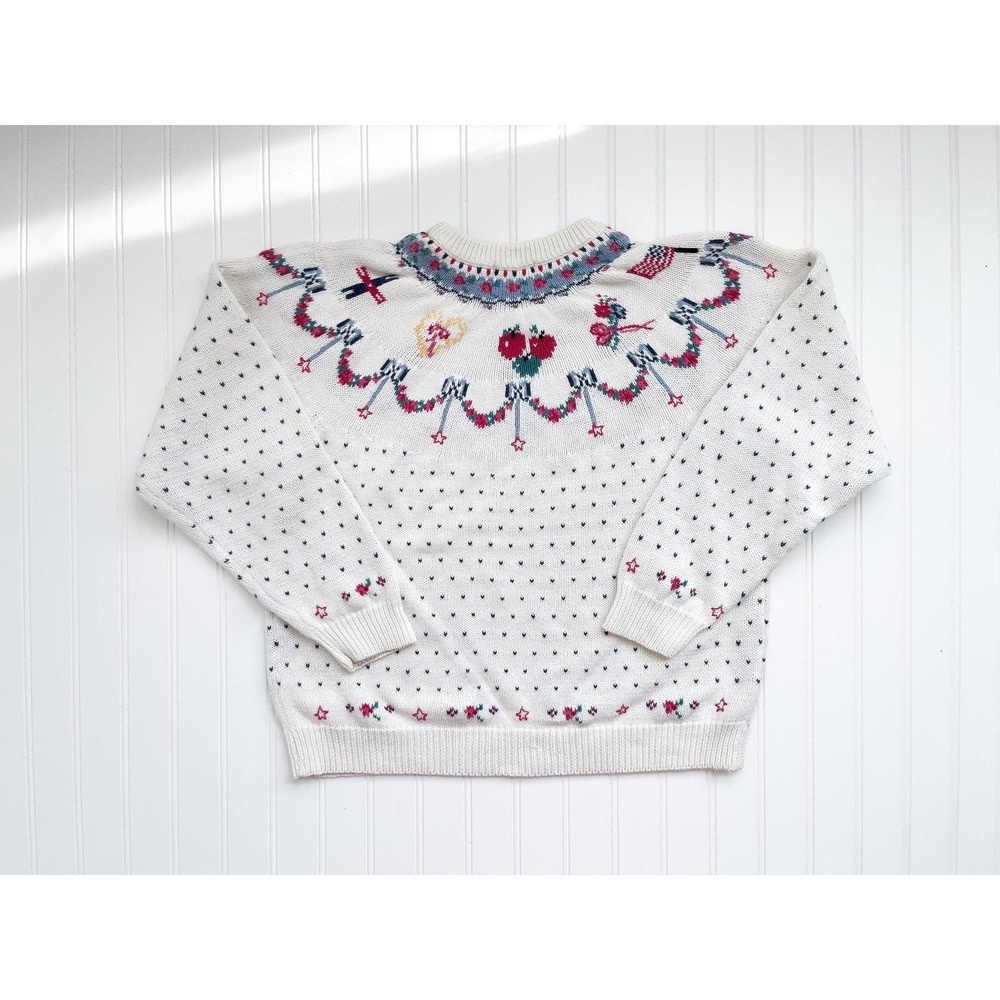vtg Woolrich Fair‎ Isle Americana birdseye knit cotton sweater - Picture 5 of 6